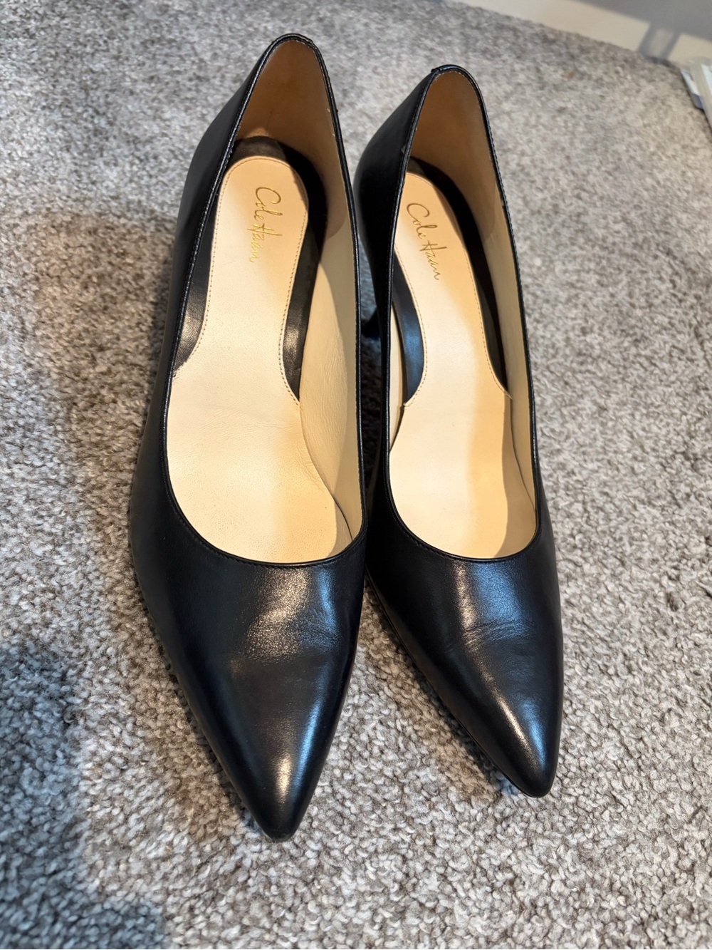 Cole Haan Black Pointed-Toe Leather Pump
